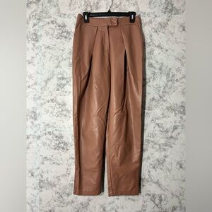Forever 21 Faux Leather Women Camel Straight Leg Pants